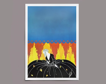 Vintage Art Deco Erte Illustration - Elegant Woman In Dress Wall Decor for Modern Eclectic Homes
