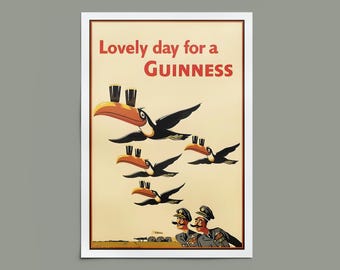 Vintage Poster | 'Lovely Day for a Guinness' by John Gilroy | Beer Advertisement Print for Modern Eclectic Bar Decor