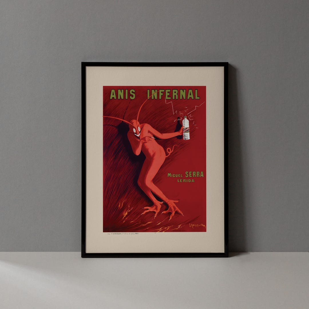 Vintage Bar Decor | Framed Liquor Poster | Leonetto Cappiello Anis ...