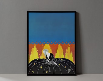 Framed Vintage Art Deco Illustration - Elegant Wall Decor for Modern Eclectic Homes
