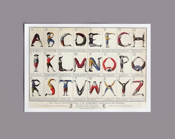 Vintage Human Alphabet Print - Antique Typography Wall Art For Eclectic Spaces