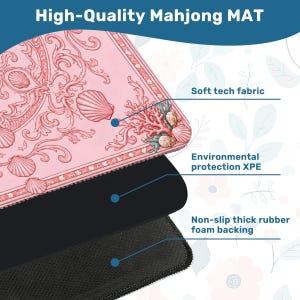 Pink Shell Mahjong Mat, Coastal Mahjong Game Table Cover, Seashell Tile Mat, Mahjong Gift Accessory for Players 31.5"x31.5" (Ship Rolled up) bild 4