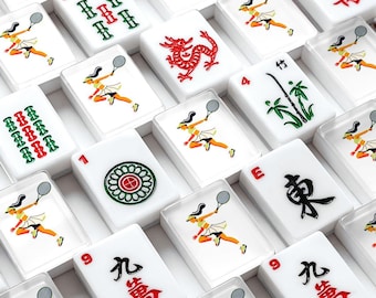 Tennis Mahjong Tiles Set, Green Court American Mahjong Tiles, Acrylic 166 Piece Game Set, Sporty Tile Gift for Mahjong Players