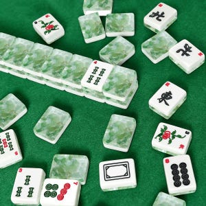 Green American Mahjong Tiles Set, Acrylic Mahjong Tiles with Jade Style Backs, 166 Piece Tile Game Gift for Mahjong Players image 7