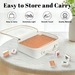 Orange Plaid American Mahjong Tiles Set Fall Mahjongg Accessories Travel Game Tiles Gift for Mahjong Players Cozy Party Game Decor Set image 6