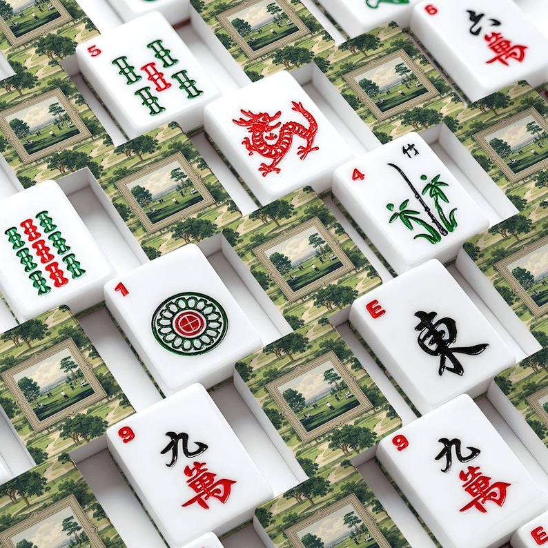 Golf Theme Mahjong Tile Set 166 Pieces, Hand Painted Mahjong Tiles, American Mahjong Game Set, Unique Golfer Gift Hand Carved bild 1