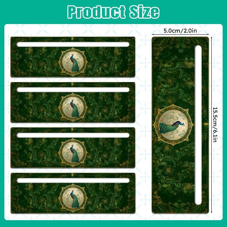 Mahjong Line Reader Set of 4 Acrylic Game Guides, Green Peacock Mahjong Accessories, Tile Row Helper, Game Night Gift for Players image 3