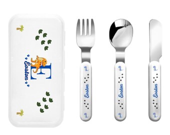 Personalized Kids Cutlery Set: Stainless Steel Toddler Utensils with Case