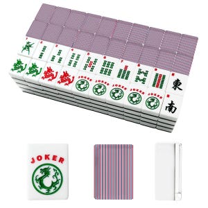 American Flag Stripe Mahjong Tiles Set, Patriotic Mahjong Game Pieces, Acrylic American Mahjong Tiles, Travel Game Night Gift imagem 2