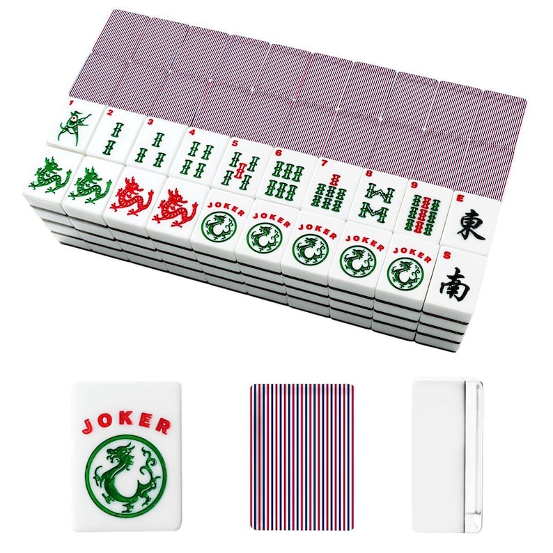 American Flag Stripe Mahjong Tiles Set, Patriotic Mahjong Game Pieces, Acrylic American Mahjong Tiles, Travel Game Night Gift imagem 2