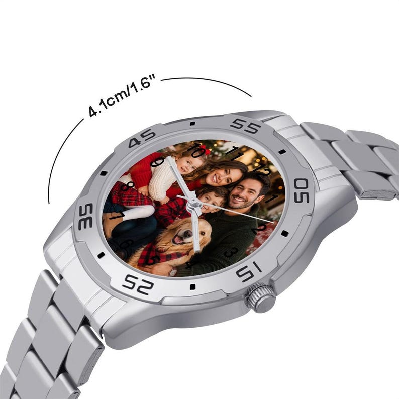 Personalized Men’s Stainless Steel Photo Watch, Custom Picture Wristwatch, Family Photo Watch Gift for Husband Dad Boyfriend image 8