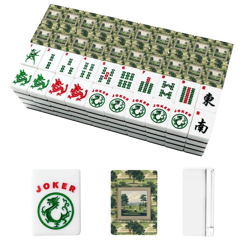 Golf Theme Mahjong Tile Set 166 Pieces, Hand Painted Mahjong Tiles, American Mahjong Game Set, Unique Golfer Gift Hand Carved bild 2