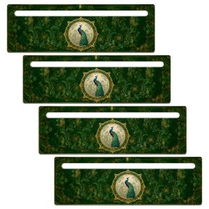 Mahjong Line Reader Set of 4 Acrylic Game Guides, Green Peacock Mahjong Accessories, Tile Row Helper, Game Night Gift for Players image 2