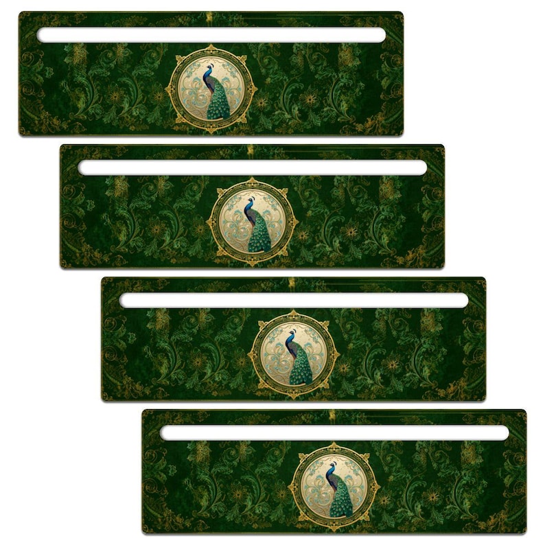 Mahjong Line Reader Set of 4 Acrylic Game Guides, Green Peacock Mahjong Accessories, Tile Row Helper, Game Night Gift for Players image 2