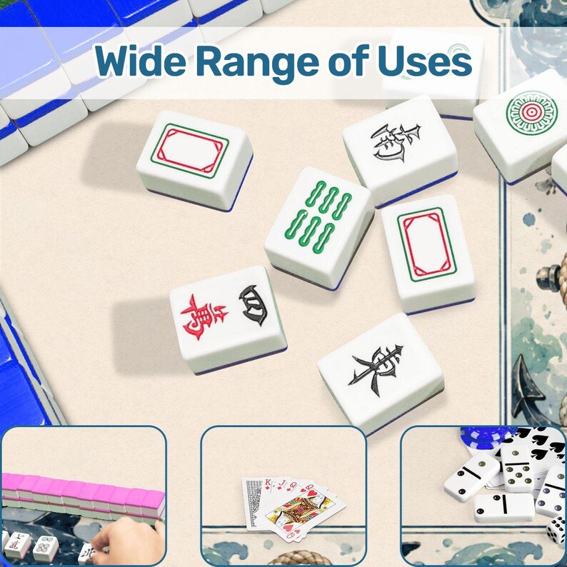 Nautical Mahjong Table Mat with Travel Carry Bag, Whale Anchor Ocean Tile Game Mat, Mahjong Accessory Gift size 31.5"x31.5" (Ship Rolled up) Bild 8