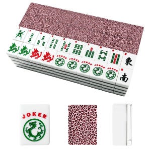 American Mahjong Tiles Set, Pink Leopard Mahjong Tiles, Acrylic Mahjong Game Pieces, Travel Mahjong Gift, Cute Mahjong Accessories image 2
