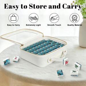 Juego de fichas de Mahjong americano, mármol azul, accesorios para Mahjong, fichas de viaje, regalo para jugadores de Mahjong, juego de fichas chino, decoración. imagen 6