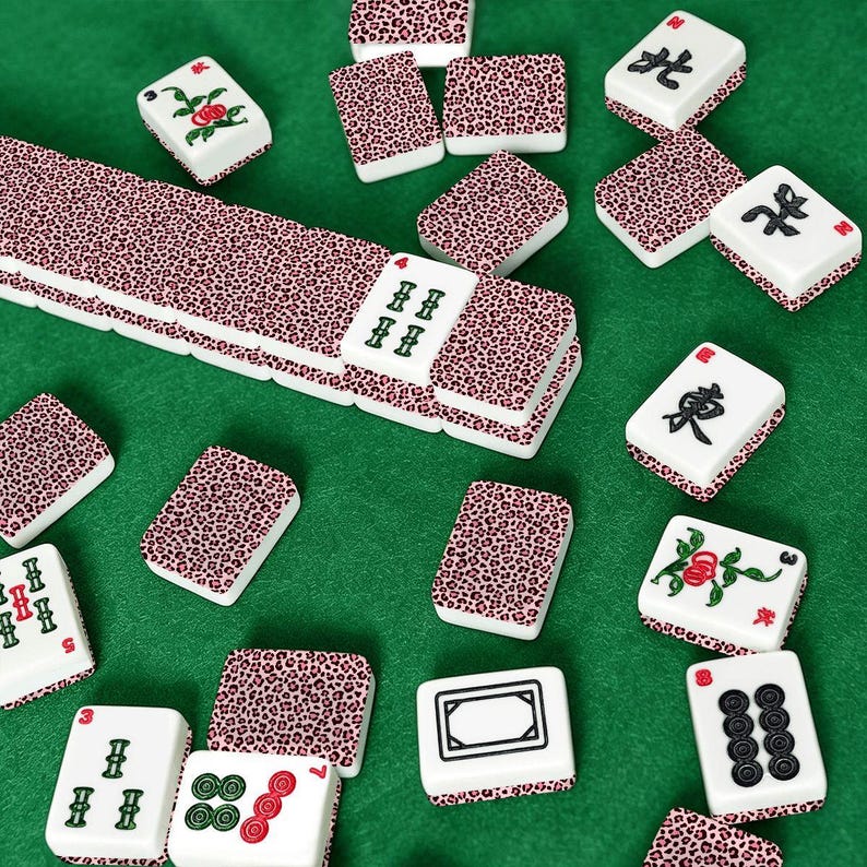 American Mahjong Tiles Set, Pink Leopard Mahjong Tiles, Acrylic Mahjong Game Pieces, Travel Mahjong Gift, Cute Mahjong Accessories image 7