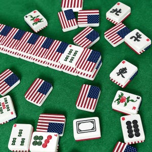 American Flag Mahjong Tiles Set, Patriotic Mahjong Game Pieces, Acrylic USA Mahjong Tiles, Travel Game Night Gift Accessories image 8
