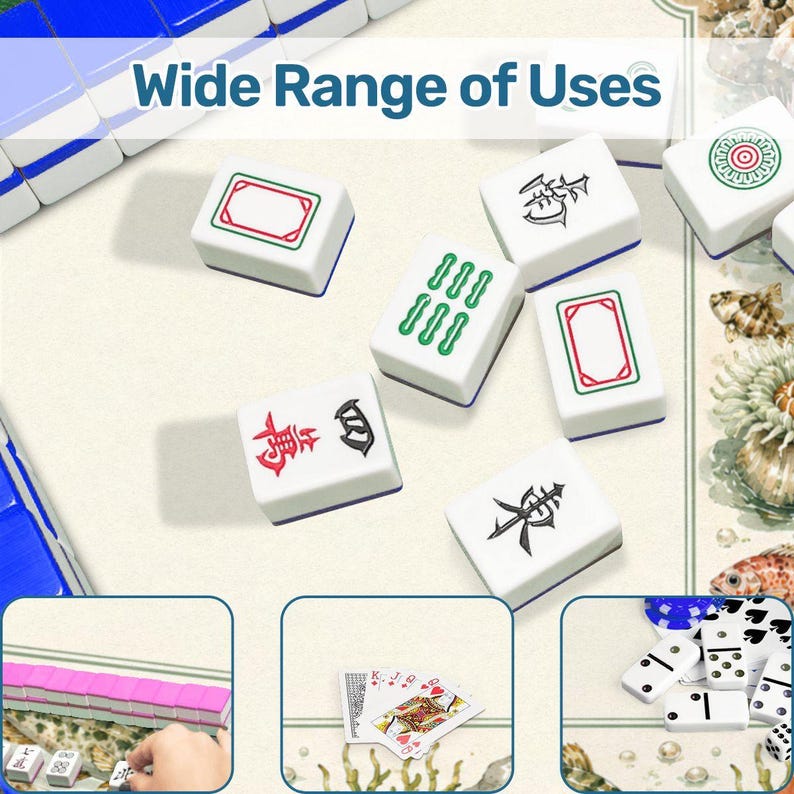 Crab Mahjong Table Mat with Travel Carry Bag, Coastal Seashell Ocean Tile Game Mat, Mahjong Accessory Gift 31.5"x31.5" (Ship Rolled up) image 8