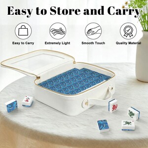 American Mahjong Tiles Set, Blue Marble Mahjong Tiles, Acrylic Mahjong Game Pieces, Travel Mahjong Gift, Modern Mahjong Accessories image 6