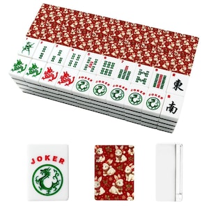 Christmas Bunny American Mahjong Tiles Set Red Rabbit Mahjongg Accessories Travel Game Tiles Gift for Mahjong Players Holiday Party Decor image 2