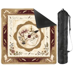 Regency Romance Mahjong Mat, Vintage Love Letter Game Mat, Victorian Floral Mahjong Mat, Elegant Mahjong Gift 31.5"x31.5"Ship Rolled up) image 1
