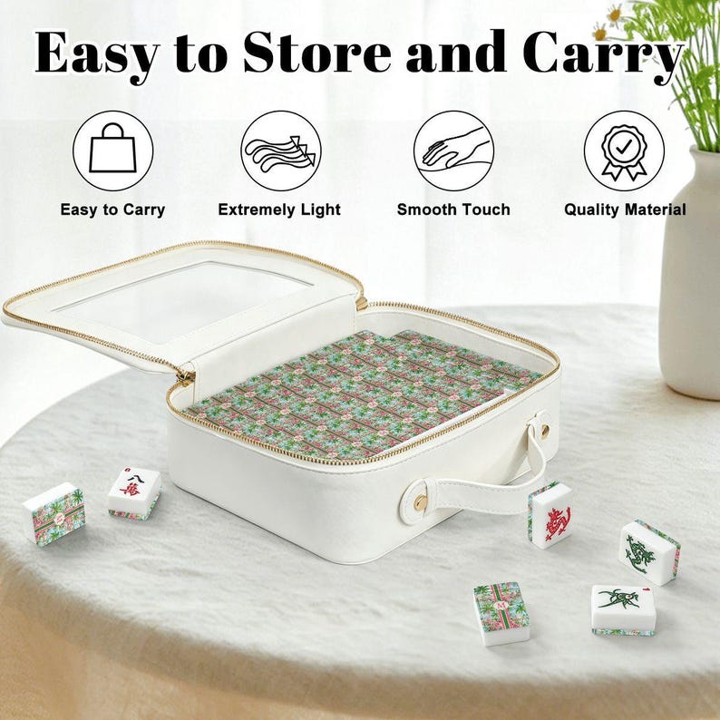 Personalized Tropical Mahjong Tiles Set, Custom Initial Palm Beach American Mahjong Tiles, Acrylic 166 Piece Game Night Gift Set image 6