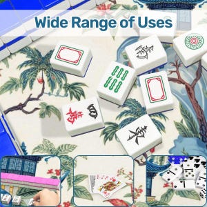 Tropical Garden Mahjong Mat with Non Slip Rubber Backing, Blue Pagoda Bird Design Mat with Carry Bag, Size 31.5"x31.5" (Ship Rolled up) image 7