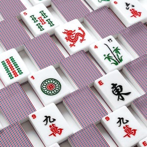 American Flag Stripe Mahjong Tiles Set, Patriotic Mahjong Game Pieces, Acrylic American Mahjong Tiles, Travel Game Night Gift imagem 1