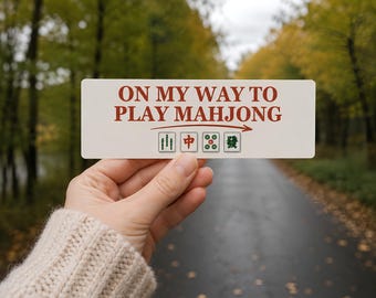 Imán para coche "De camino a jugar al Mahjong" / Pegatina para amantes del Mahjong