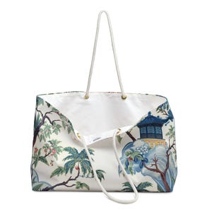 Chinoiserie Mahjong Tasche, Aufbewahrungstasche für blaue Pagoden, Mahjong-Etui mit Reißverschluss, Tote- und Zubehörtaschen separat erhältlich Bild 7