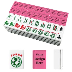 Juego de fichas de Mahjong personalizadas, fichas de Mahjong americanas personalizadas con tu diseño, regalo de Mahjong impreso a medida, juego de Mahjong único. imagen 2