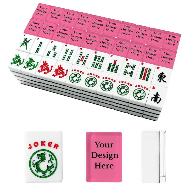 Juego de fichas de Mahjong personalizadas, fichas de Mahjong americanas personalizadas con tu diseño, regalo de Mahjong impreso a medida, juego de Mahjong único. imagen 2