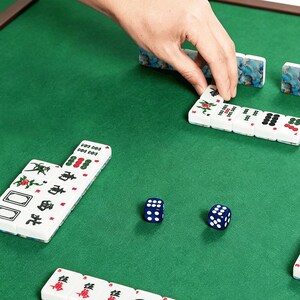 Juego de fichas de Mahjong americano, mármol azul, accesorios para Mahjong, fichas de viaje, regalo para jugadores de Mahjong, juego de fichas chino, decoración. imagen 8