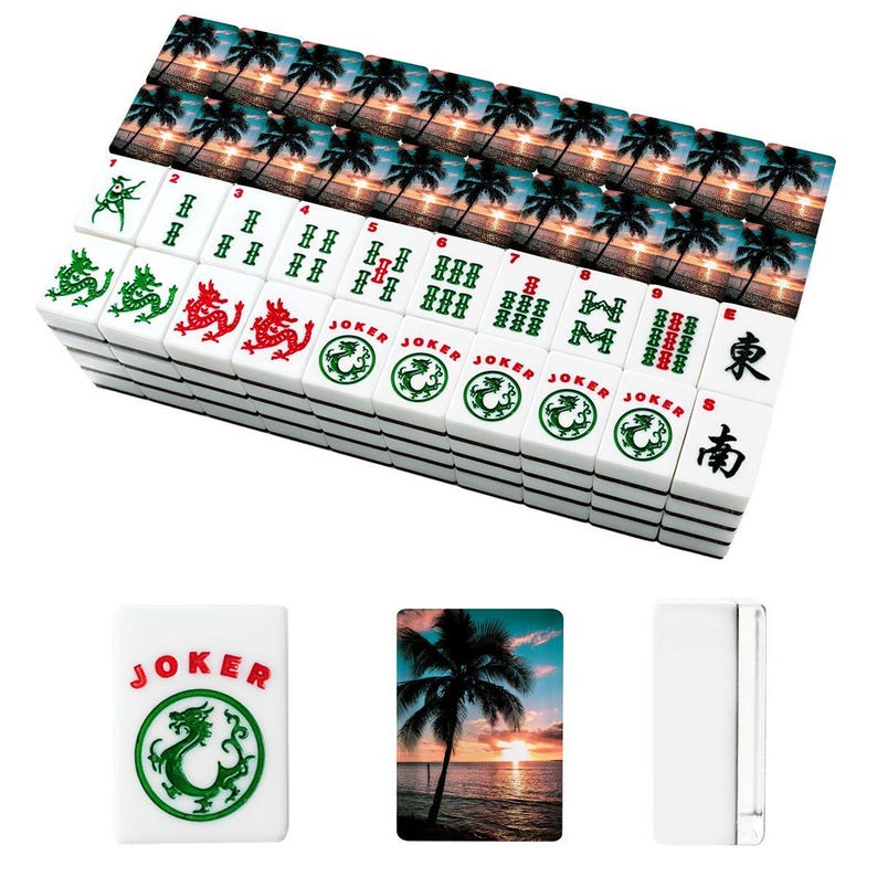 American Mahjong Tiles Set, Tropical Sunset Mahjong Tiles, Palm Beach Mahjong Game Pieces, Travel Mahjong Gift Accessories,166 Piece set 画像 2