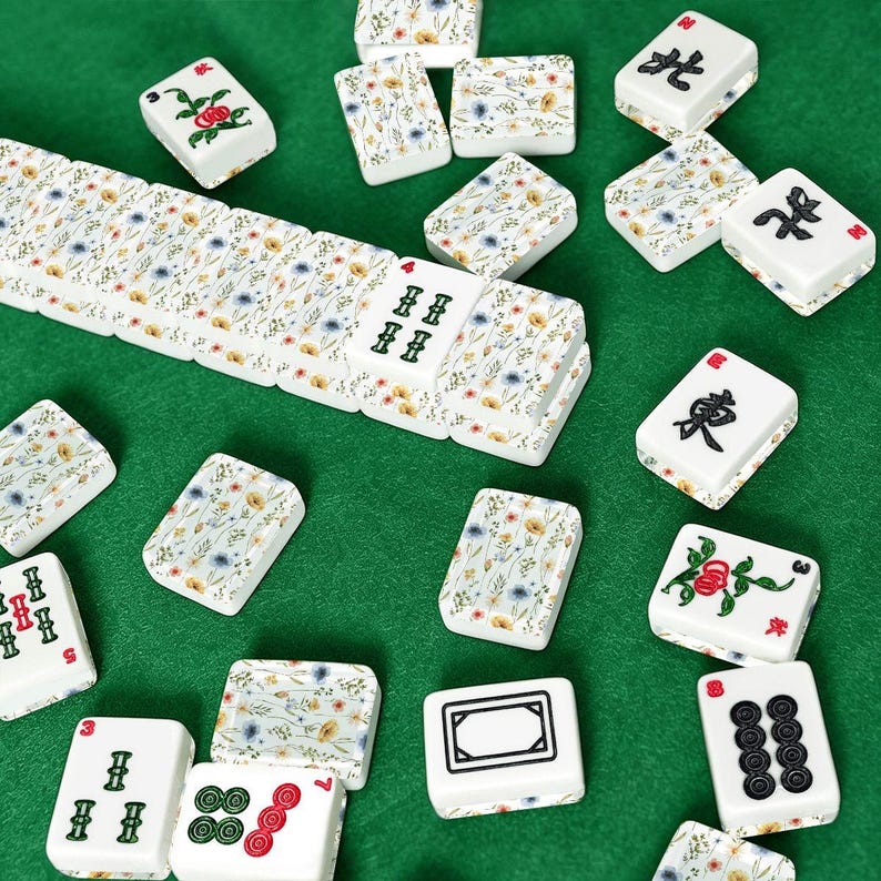 Floral Mahjong Tiles Set, Wildflower American Mahjong Tiles, Acrylic 166 Piece Game Set, Elegant Flower Tile Gift for Players image 7
