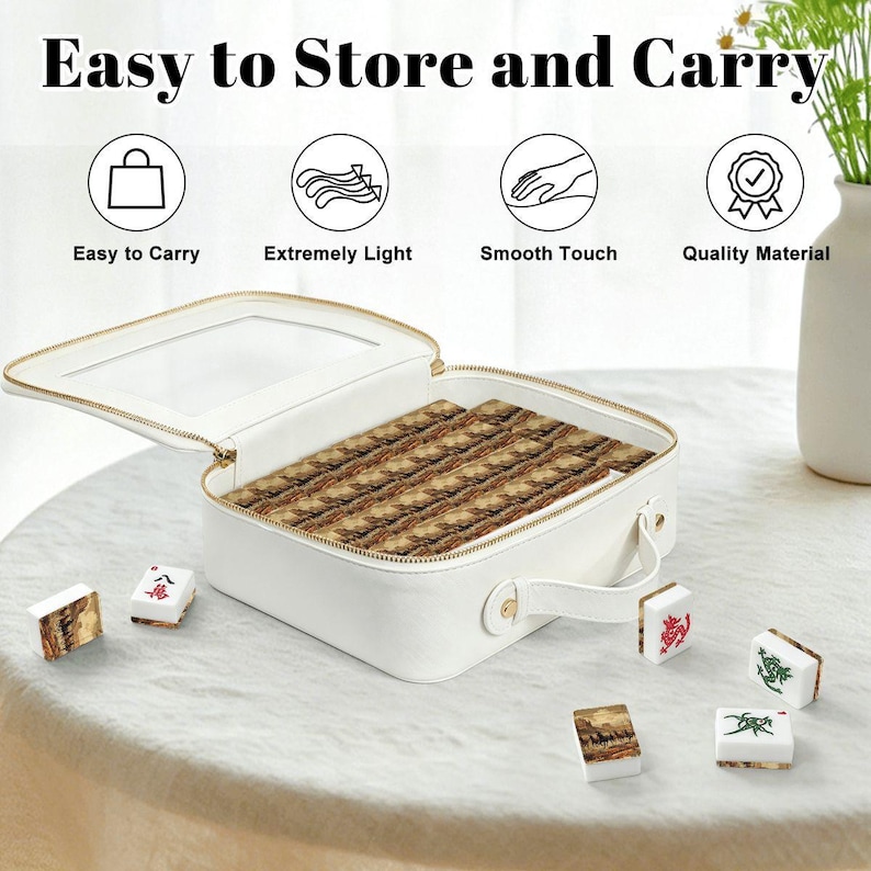 Horse Theme Mahjong Tile Set 166 Pieces, Mahjong Tiles, American Mahjong Game Set, Western Sunset Horse Design Gift image 6