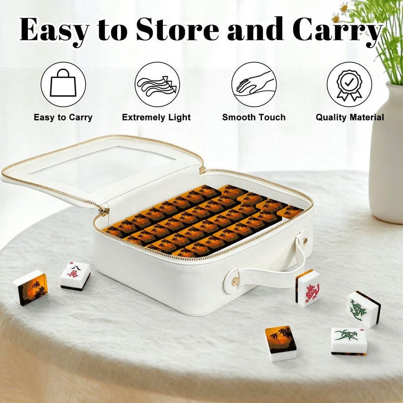 American Mahjong Tiles Set, Tropical Sunset Mahjong Tiles, Palm Tree Mahjong Game Pieces, Travel Mahjong Gift, Summer Mahjong Accessories image 6