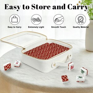 Christmas Bunny American Mahjong Tiles Set Red Rabbit Mahjongg Accessories Travel Game Tiles Gift for Mahjong Players Holiday Party Decor image 6