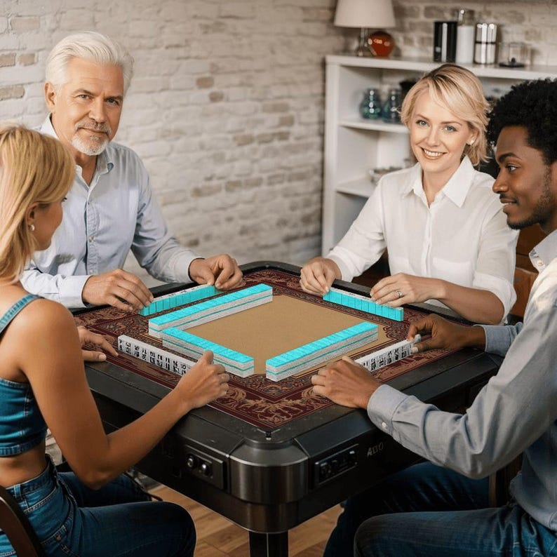 Mahjong Table Mat with Carry Bag – Foldable Waterproof 31.5"x31.5" Game Mat in Warm Brown with Intricate Border for Mahjong and Card Games image 8