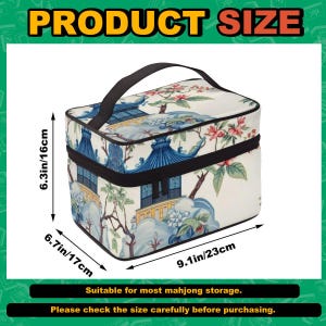 Chinoiserie Mahjong Storage Bag Portable Travel Case Asian Garden Tile Organizer Blue White Floral Carry Case Elegant Gift Idea Bild 2