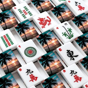 American Mahjong Tiles Set, Tropical Sunset Mahjong Tiles, Palm Beach Mahjong Game Pieces, Travel Mahjong Gift Accessories,166 Piece set 画像 1