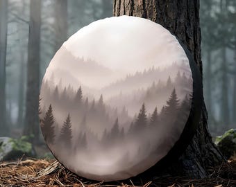 Misty Forest Ersatzreifenabdeckung Berglandschaft Design, Benutzerdefinierte Suv RV Camper Reifenabdeckung, Foggy Pine Tree Outdoor Abenteuer Autozubehör