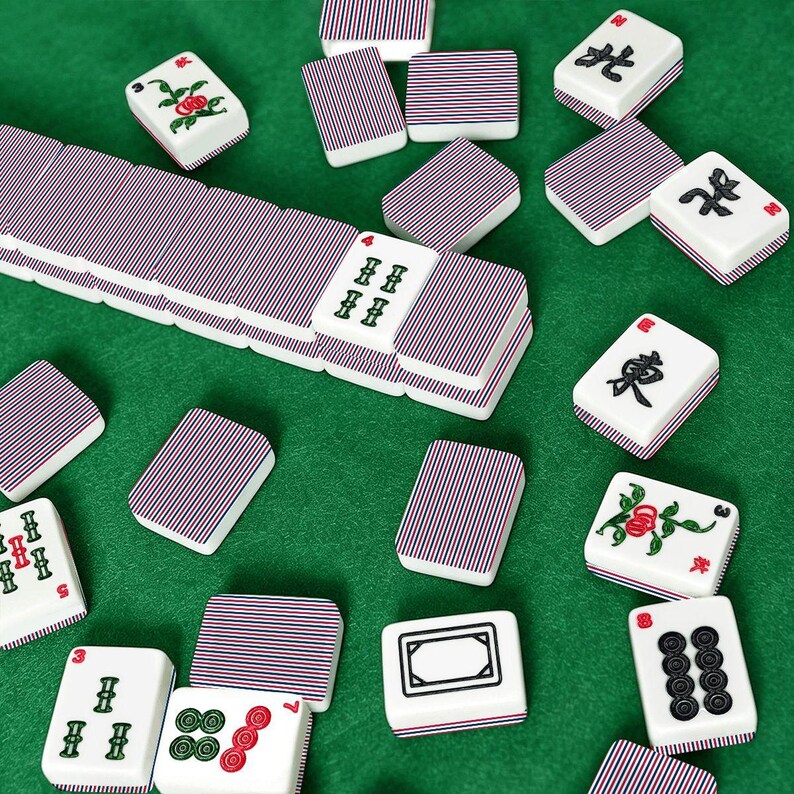 American Flag Stripe Mahjong Tiles Set, Patriotic Mahjong Game Pieces, Acrylic American Mahjong Tiles, Travel Game Night Gift imagem 7