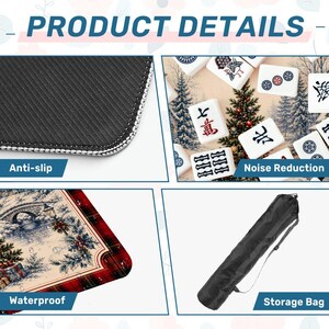 Christmas Mahjong Mat Winter Village Design with Carry Bag, Holiday Mahjong Mat,Festive Game Night Gift 31.5"x31.5" (Ship Rolled up) imagem 5