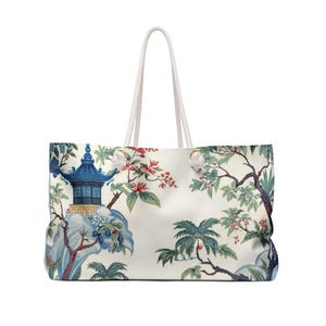 Chinoiserie Mahjong Tasche, Aufbewahrungstasche für blaue Pagoden, Mahjong-Etui mit Reißverschluss, Tote- und Zubehörtaschen separat erhältlich Bild 6