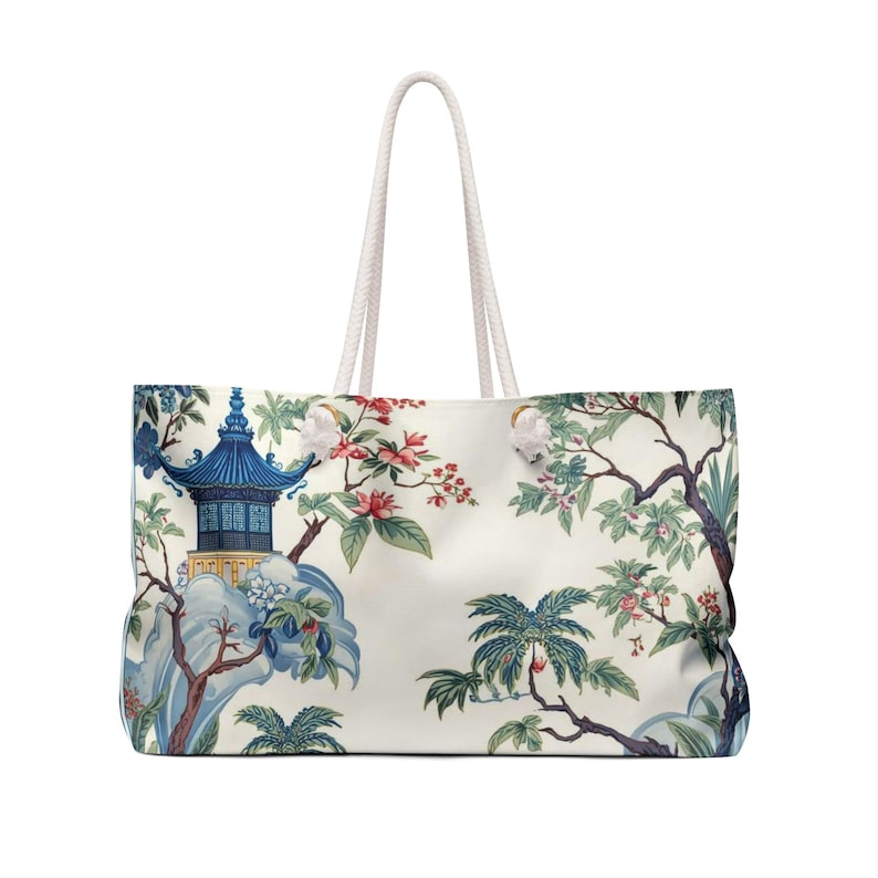 Chinoiserie Mahjong Tasche, Aufbewahrungstasche für blaue Pagoden, Mahjong-Etui mit Reißverschluss, Tote- und Zubehörtaschen separat erhältlich Bild 6