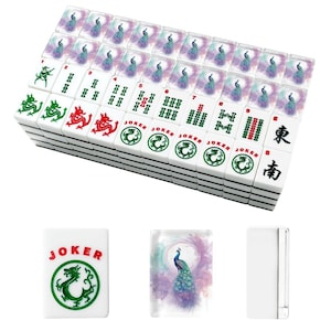 Peacock Mahjong Tile Set 166 Pieces, Hand Carved ,Mahjong Tiles, Luxury American Mahjong Set, Bird Design Game Gift image 2