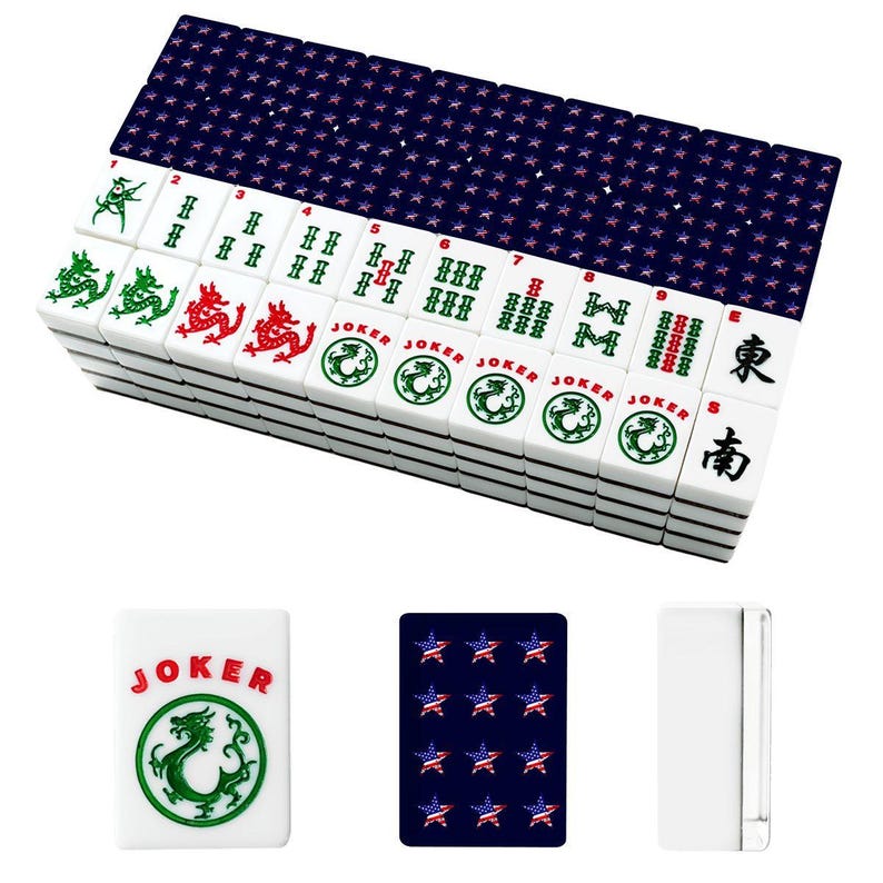Patriotic Star Mahjong Tiles Set, American Flag Inspired Mahjong Game Pieces, Acrylic USA Mahjong Tiles, Game Night Gift, set of 166 tiles image 2